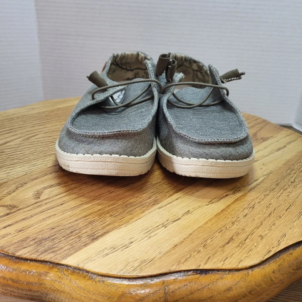 Hey Dude Wendy Linen Gray/Iron Slip On Shoes Women's Size 7